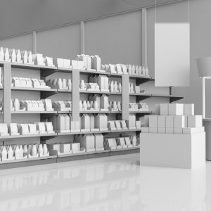 Supermarket Shelves Interior Full of Products And Hangers Supermarket Shelves Interior Full of Products And Hangers